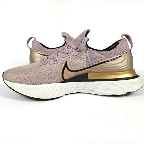 Nike React Infinity Run Flyknit Womens 10 Shoe Plum Fog Metallic Gold CD4372-500 - Picture 9 of 16